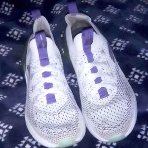 Skechers White Athletic Shoes with Purple Accents